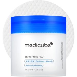 Medicube Toner Pads Zero Pore Pad 2.0 | Dual-Textured Facial Pad for Exfoliation and Pore Care with 4.5% AHA Lactic Acid, 0.45% BHA Salicylic Acid [70 pads]