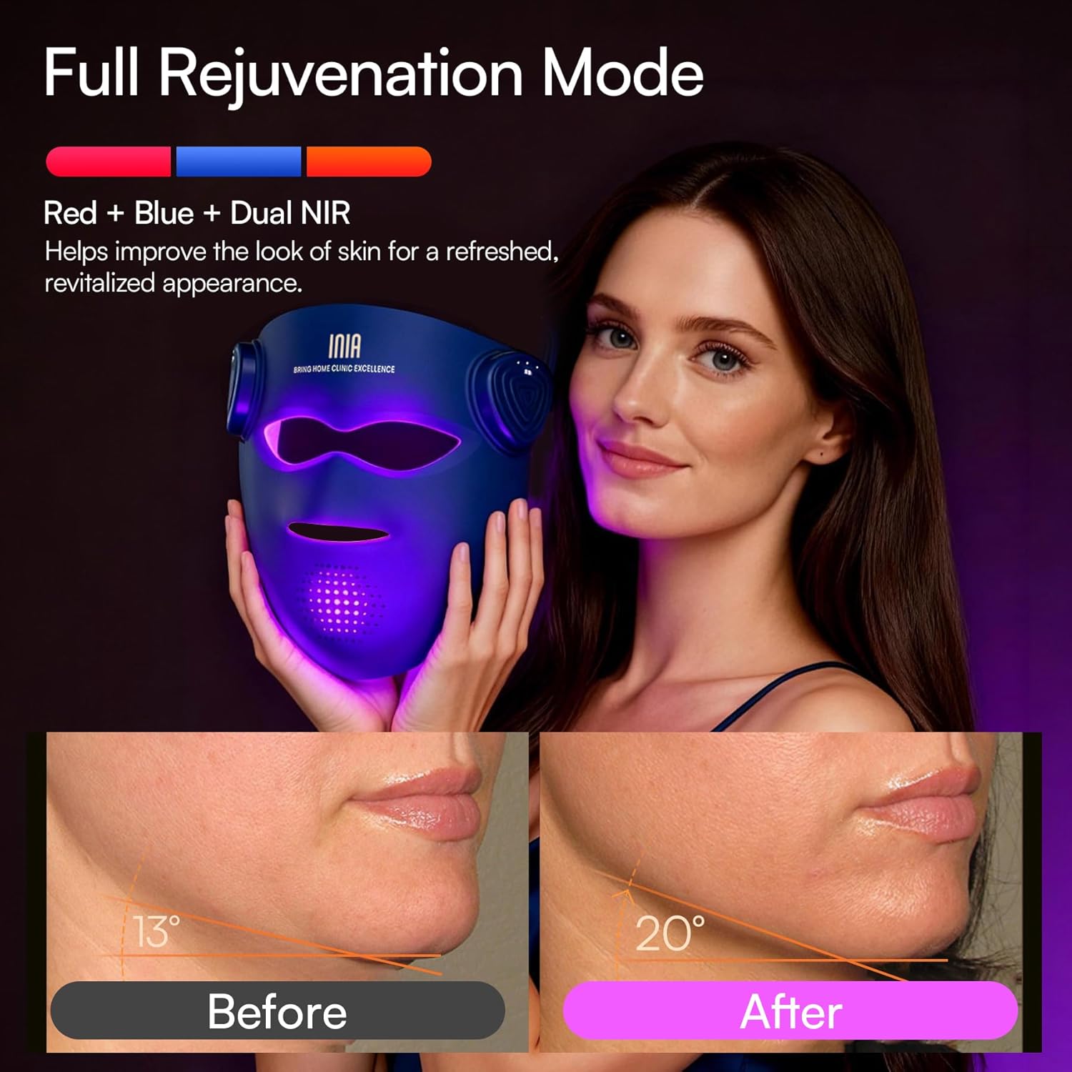 INIA Glow 4D Wireless Red Light Therapy Mask for face - Image 3