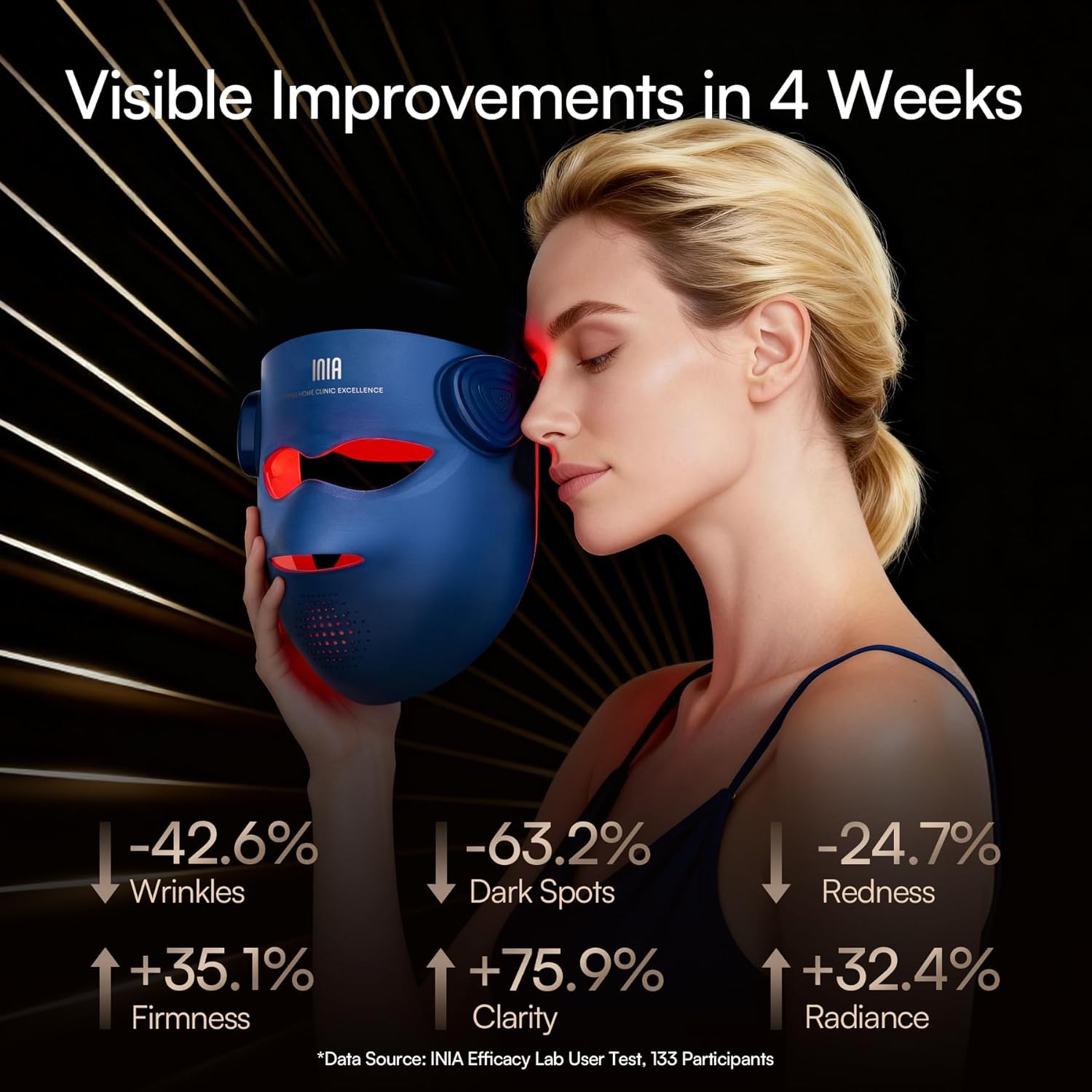INIA Glow 4D Wireless Red Light Therapy Mask for face - Image 5
